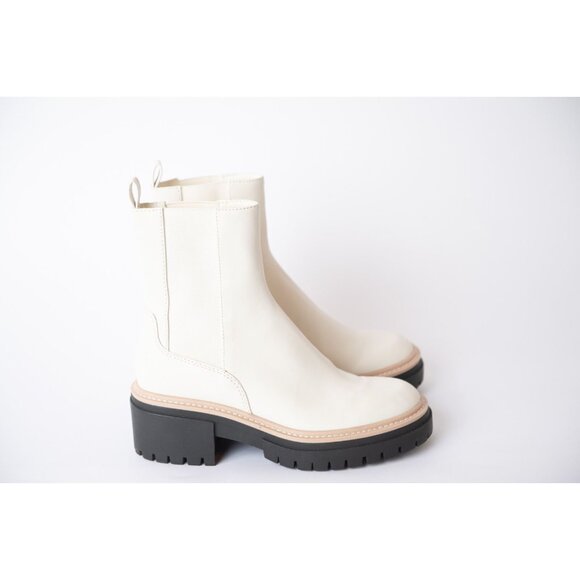 Open Edit Boots Women's Size 7 Chelsea White Ivory Lug Sole Ankle Boots - Picture 5 of 9